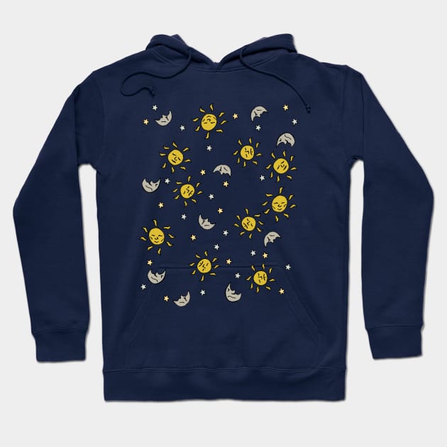 Stars, moons, suns, celestial pattern Hoodie by jazmynmoon